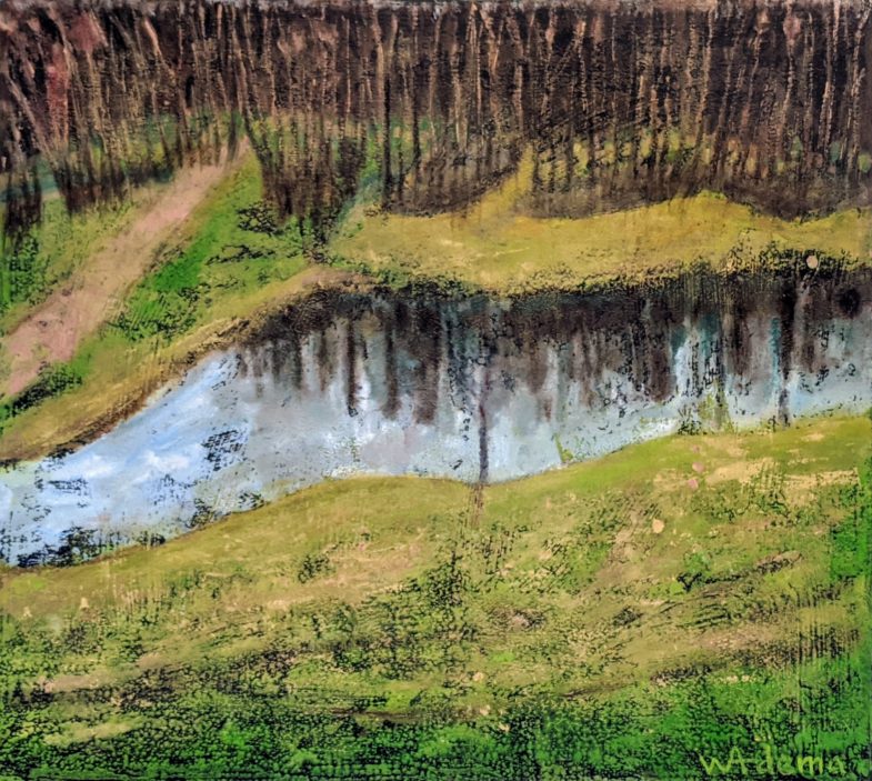 monotype oil on paper bonded to a panel 20" x 18"