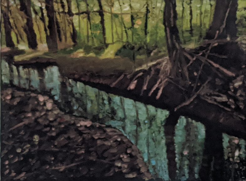 monotype oil on paper bonded to a panel 27" x 20"