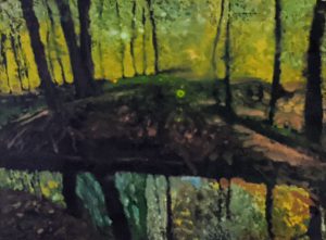 monotype oil on paper bonded to a panel 27" x 20"