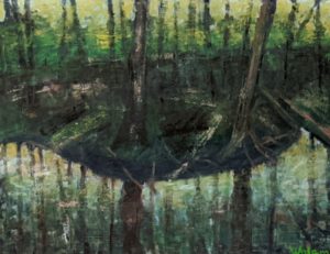 monotype oil on paper bonded to a panel 27" x 20"