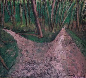 monotype oil on paper bonded to a panel 20" x 18"