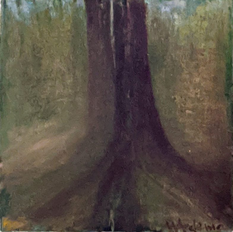 oil on paper bonded to a panel 14" x 14"